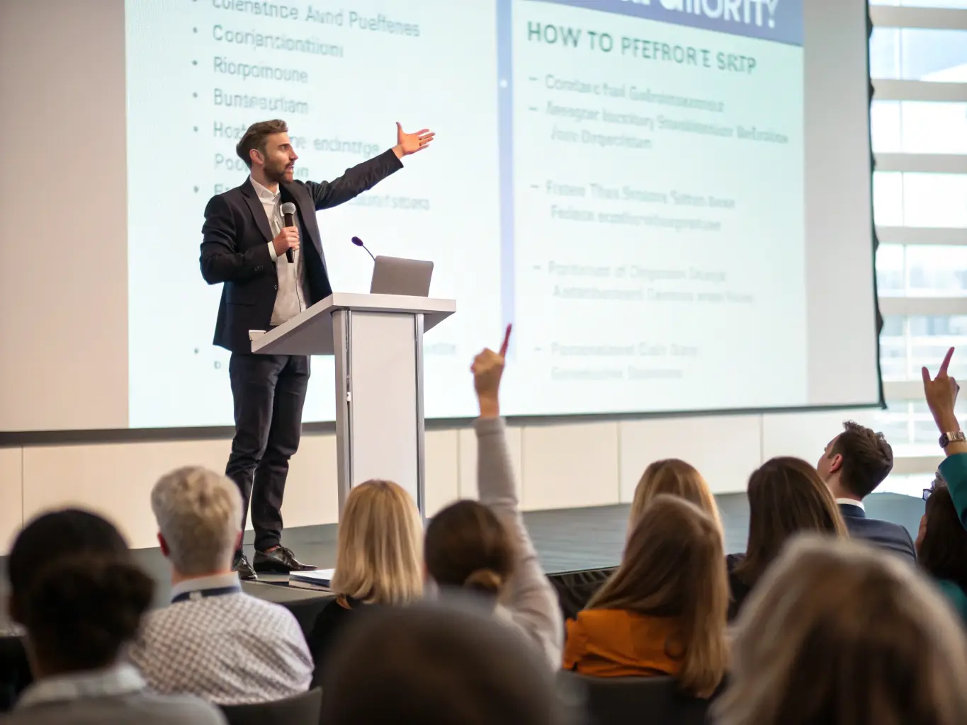 A successful South African entrepreneur giving a presentation at a business conference, sharing insights and strategies for sustainable business growth in the local market.